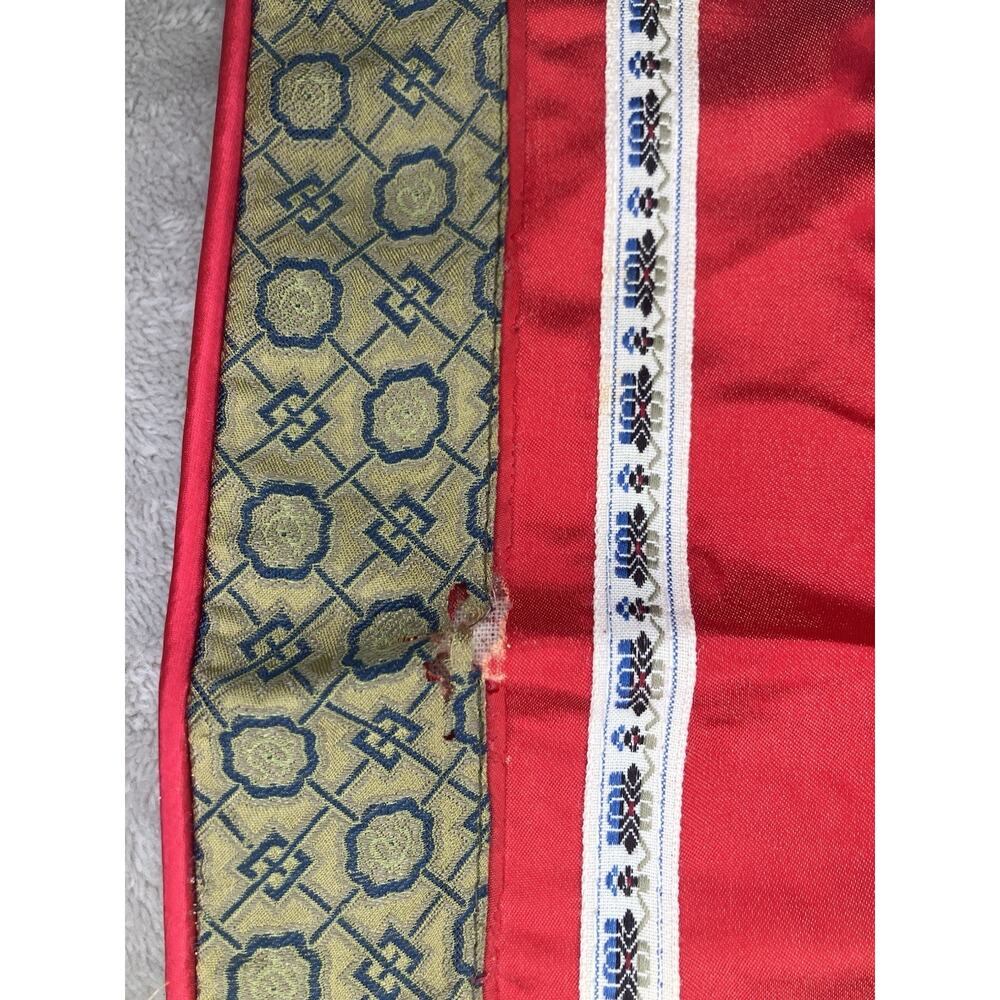 Vintage Chinese Silk Satin Embroidered Pillow Cover Red Brocade Floral 15” - Picture 5 of 7